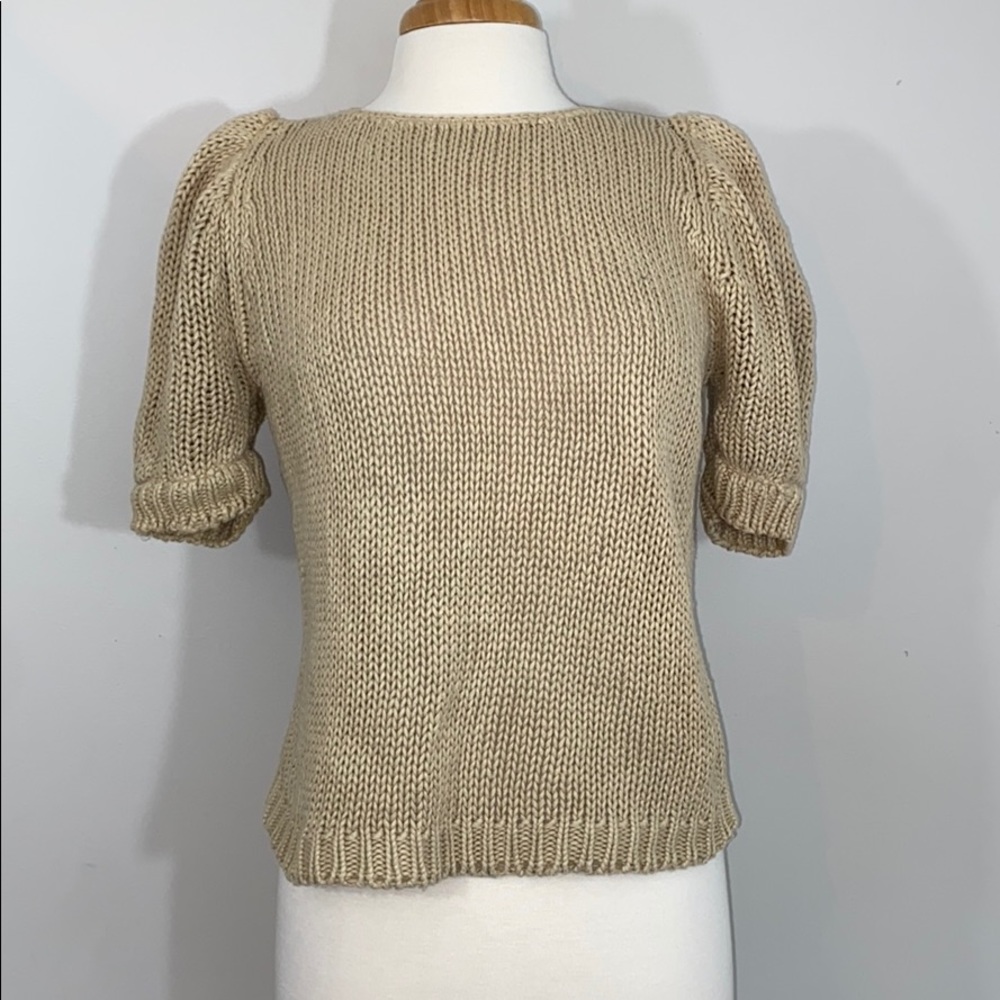 Vintage 80’s knit short mutton sleeve swea…